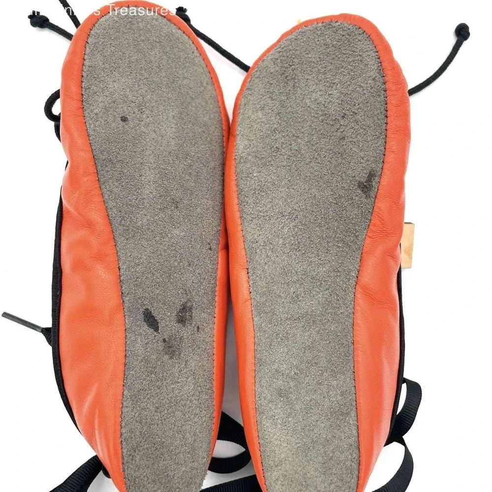 Bear Feet BBG Orange Black Leather Soft Sole Ballerina Flats Kids Size 11